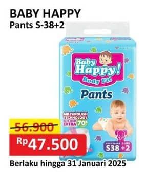 Promo Harga Baby Happy Body Fit Pants S38+2 40 pcs - Alfamart