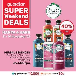 Promo Harga HERBAL ESSENCES Bio Renew Shampoo / Conditioner 400ml  - Guardian