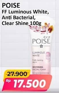 Promo Harga Poise Facial Foam Luminous White, Anti Bacterial, Clear Shine 100 gr - Alfamart