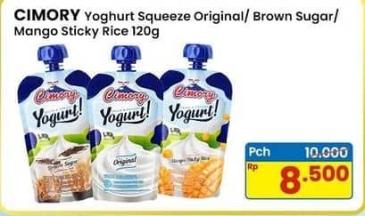 Promo Harga Cimory Squeeze Yogurt Original, Brown Sugar, Mango Sticky Rice 120 gr - Indomaret