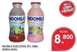 Promo Harga INDOMILK Susu Cair Botol All Variants per 3 botol 190 ml - Superindo