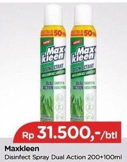 Promo Harga MAX KLEEN Disinfectant Spray Dual Action Eucalyptus 300 ml - TIP TOP
