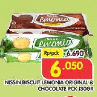 Promo Harga NISSIN Cookies Lemonia Cokelat, Original 130 gr - Superindo