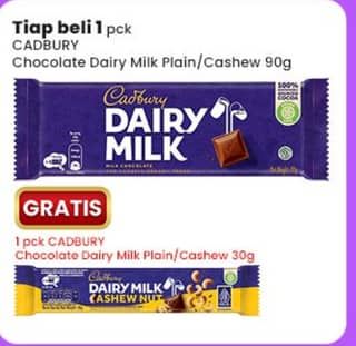Promo Harga Cadbury Dairy Milk Original, Cashew Nut 90 gr - Indomaret