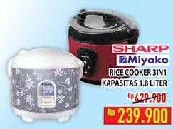 Promo Harga SHARP/ MIYAKO Rice Cooker 1,8 L  - Hypermart