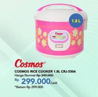 Promo Harga COSMOS CRJ 3306 Rice Cooker 1800 ml - Carrefour