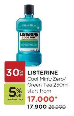 Promo Harga LISTERINE Mouthwash Antiseptic Cool Mint, Zero, Green Tea 250 ml - Watsons