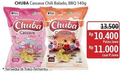 Promo Harga Chuba Cassava Chips BBQ, Sambal Balado 140 gr - Alfamidi