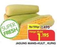 Promo Harga Jagung Semi Kupas, Kulit per 100 gr - Superindo