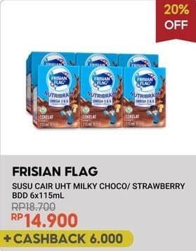 Promo Harga Frisian Flag Susu Cair UHT Nutribrain Cokelat, Strawberry per 6 tpk 115 ml - Indomaret