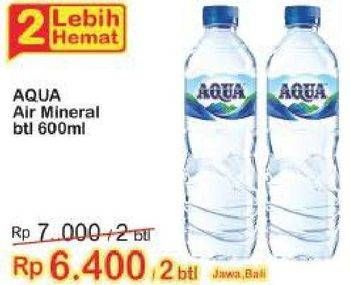 Promo Harga AQUA Air Mineral 600 ml - Indomaret