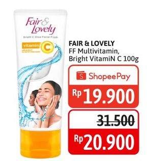 Promo Harga Glow & Lovely (fair & Lovely) Facial Foam Brightening Multi Vitamin, Bright C Glow Vitamin C 100 gr - Alfamidi