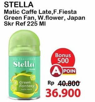 Promo Harga Stella Matic Refill Caffee Latte, Fruit Fiesta, Green Fantasy, Wild Flower, Sakura 225 ml - Alfamart