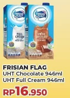 Promo Harga Frisian Flag Susu UHT Purefarm Swiss Chocolate, Full Cream 946 ml - Yogya