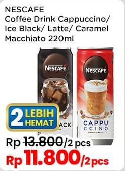 Promo Harga Nescafe Ready to Drink Cappucino, Caramel Macchiato, Ice Black, Latte 220 ml - Indomaret