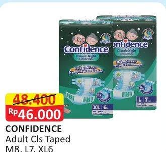 Promo Harga Confidence Adult Diapers Classic Night M8, L7, XL6 6 pcs - Alfamart