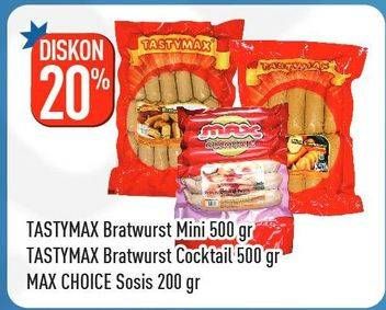 Promo Harga TASTYMAC Bratwurst Original/MAX CHOICE Sosis Ayam  - Hypermart