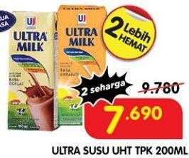 Promo Harga Ultra Milk Susu UHT 200 ml - Superindo
