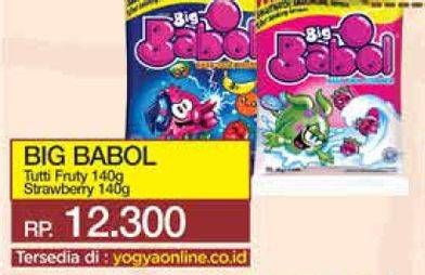 Promo Harga Big Babol Candy Gum Tutti Fruty, Strawberry per 5 pcs 20 gr - Yogya