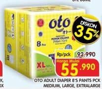 Promo Harga OTO Adult Diapers Pants M8, L8, XL8 8 pcs - Superindo