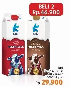 Promo Harga KIN Fresh Milk All Variants per 2 botol 1000 ml - LotteMart