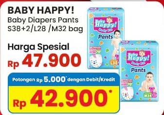 Promo Harga Baby Happy Body Fit Pants S38+2, M32, L28 28 pcs - Indomaret