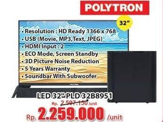 Promo Harga POLYTRON PLD 32B8951 | LED TV 32 inchi  - Hari Hari