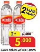 Promo Harga AMIDIS Air Mineral per 2 botol 600 ml - Superindo