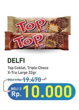 Promo Harga Delfi Top X-tra Large Triple Choco, Chocolate 38 gr - Hypermart