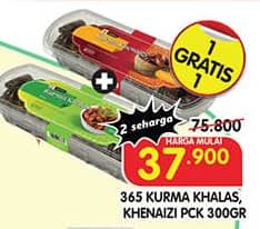 Promo Harga 365 Kurma Khalas, Super Khenaizi 300 gr - Superindo