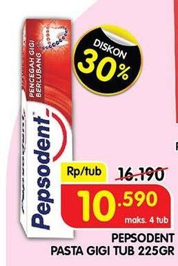 Promo Harga PEPSODENT Pasta Gigi Pencegah Gigi Berlubang 225 gr - Superindo