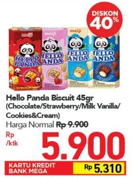Promo Harga MEIJI HELLO PANDA Biscuit Chocolate, Strawberry, Milk Vanilla, Cookies And Cream 45 gr - Carrefour