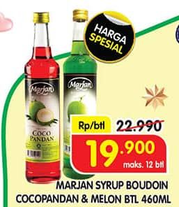 Promo Harga Marjan Syrup Boudoin Cocopandan, Melon 460 ml - Superindo