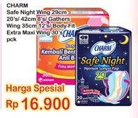 Promo Harga CHARM Safe Night Wing 29cm 20s / 42cm 8s / 35cm 12s / Body Fit 30s  - Indomaret