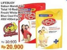 Promo Harga Lifebuoy Body Wash Total 10, Lemon Fresh, Mild Care, Cool Fresh 400 ml - Indomaret