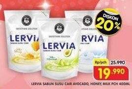 Promo Harga Lervia Sabun Cair Susu  Milk, Original, Plus Avocado, Plus Honey 400 ml - Superindo