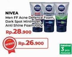 Promo Harga Nivea Men Facial Foam Acne Defense, Dark Spot, White Oil Clear Anti-Shine + Purify 100 ml - Yogya