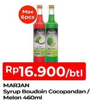 Promo Harga MARJAN Syrup Boudoin Melon, Cocopandan 460 ml - TIP TOP