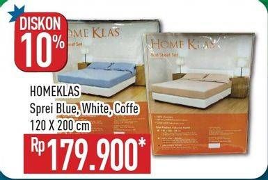 Promo Harga HOMEKLAS Sprei Polos Blue, White, Coffee, 120x200  - Hypermart