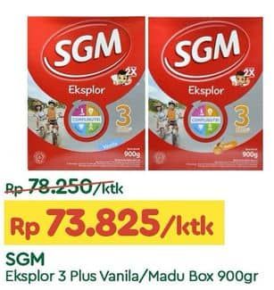 Promo Harga SGM Eksplor 3+ Susu Pertumbuhan Madu, Vanila 900 gr - TIP TOP