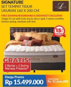 Promo Harga LADY AMERICANA Signature Bed Set Queen 160x200cm  - COURTS