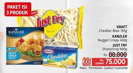 KRAFT Cheese Cheddar 165gr + KANZLER Chicken Nugget 450gr + JUST FRY French Fries 900gr