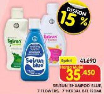 Promo Harga SELSUN Shampoo Anti Dandruff 7 Flowers, Anti Dandruff 7 Herbal, Blue 120 ml - Superindo