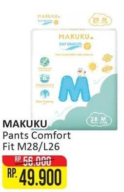 Promo Harga Makuku Comfort Fit Diapers Pants L26, M28 26 pcs - Alfamart