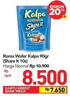 Promo Harga KALPA Wafer Cokelat Kelapa Share It per 10 pcs 9 gr - Carrefour