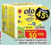 Promo Harga OTO Adult Diapers Pants M8, L8, XL8 8 pcs - Superindo