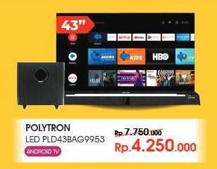 Promo Harga POLYTRON PLD 43BAG9953 | Smart Cinemax Soundbar LED TV 43"  - Yogya