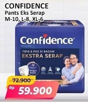Promo Harga Confidence Adult Pants Slim & Fit Extra Absorb M10, L8, XL6 6 pcs - Alfamart