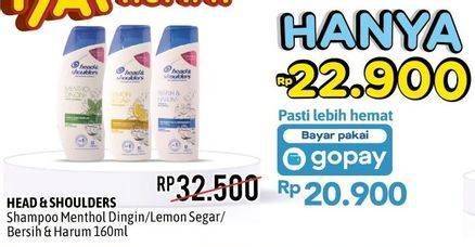 Promo Harga Head & Shoulders Shampoo Clean Balanced, Cool Menthol, Lemon Fresh 160 ml - Alfamidi