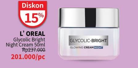 Promo Harga Loreal Glycolic Bright Glowing Night Cream 50 ml - Guardian